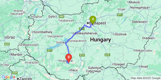 Map: Budapest Airport (BUD), Ferihegy, Liszt Ferenc to Ág