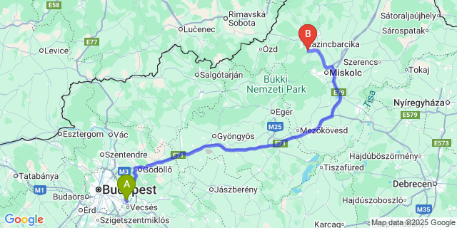 Map: Budapest Airport (BUD), Ferihegy, Liszt Ferenc to Alacska