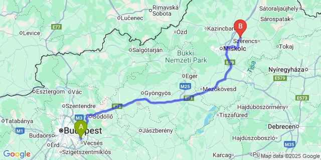 Map: Budapest Airport (BUD), Ferihegy, Liszt Ferenc to Alsódobsza
