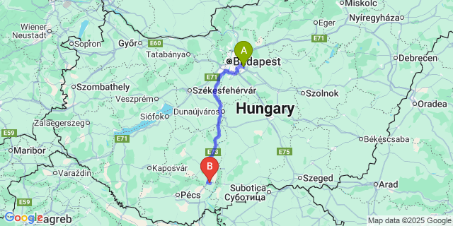 Map: Budapest Airport (BUD), Ferihegy, Liszt Ferenc to Alsónyék