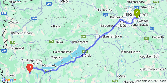 Map: Budapest Airport (BUD), Ferihegy, Liszt Ferenc to Alsórajk