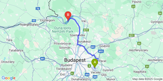 Map: Budapest Airport (BUD), Ferihegy, Liszt Ferenc to Aquamarina Hotel