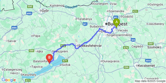 Map: Budapest Airport (BUD), Ferihegy, Liszt Ferenc to Aszófő