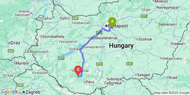 Map: Budapest Airport (BUD), Ferihegy, Liszt Ferenc to Bakóca