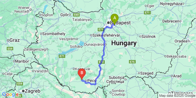 Map: Budapest Airport (BUD), Ferihegy, Liszt Ferenc to Bakonya