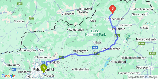 Map: Budapest Airport (BUD), Ferihegy, Liszt Ferenc to Balajt