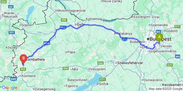 Map: Budapest Airport (BUD), Ferihegy, Liszt Ferenc to Balogunyom