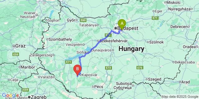 Map: Budapest Airport (BUD), Ferihegy, Liszt Ferenc to Bárdudvarnok