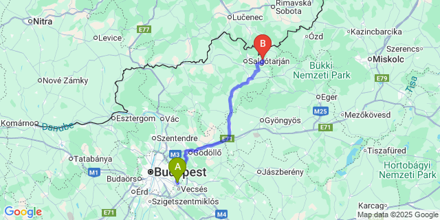 Map: Budapest Airport (BUD), Ferihegy, Liszt Ferenc to Bárna
