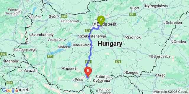 Map: Budapest Airport (BUD), Ferihegy, Liszt Ferenc to Báta