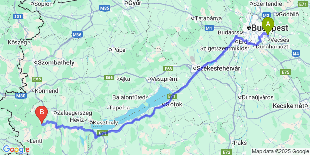 Map: Budapest Airport (BUD), Ferihegy, Liszt Ferenc to Becsvölgye