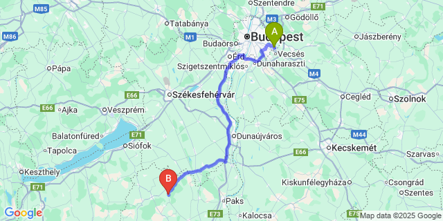 Map: Budapest Airport (BUD), Ferihegy, Liszt Ferenc to Belecska