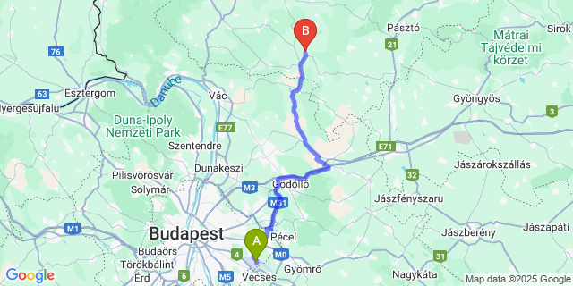 Map: Budapest Airport (BUD), Ferihegy, Liszt Ferenc to Bercel