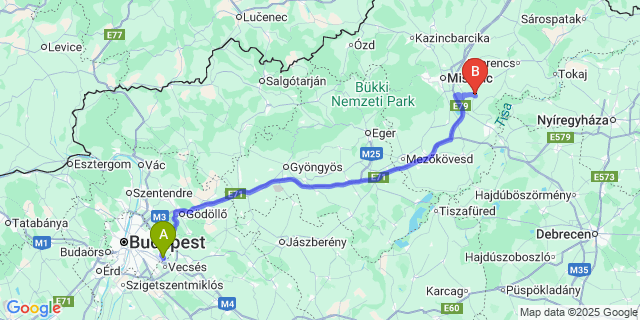 Map: Budapest Airport (BUD), Ferihegy, Liszt Ferenc to Bőcs