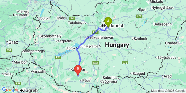 Map: Budapest Airport (BUD), Ferihegy, Liszt Ferenc to Bodolyabér