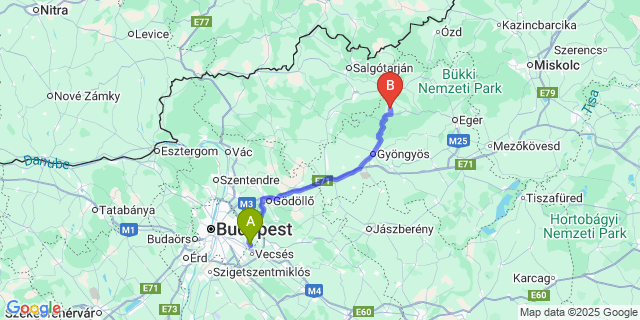Map: Budapest Airport (BUD), Ferihegy, Liszt Ferenc to Bodony