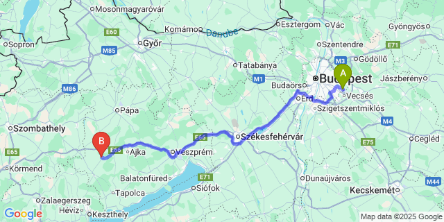 Map: Budapest Airport (BUD), Ferihegy, Liszt Ferenc to Bodorfa