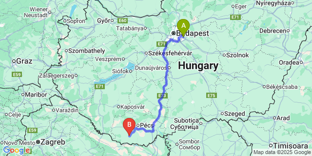 Map: Budapest Airport (BUD), Ferihegy, Liszt Ferenc to Bogádmindszent