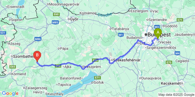 Map: Budapest Airport (BUD), Ferihegy, Liszt Ferenc to Borgáta