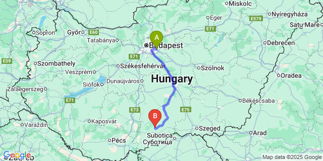 Map: Budapest Airport (BUD), Ferihegy, Liszt Ferenc to Borota