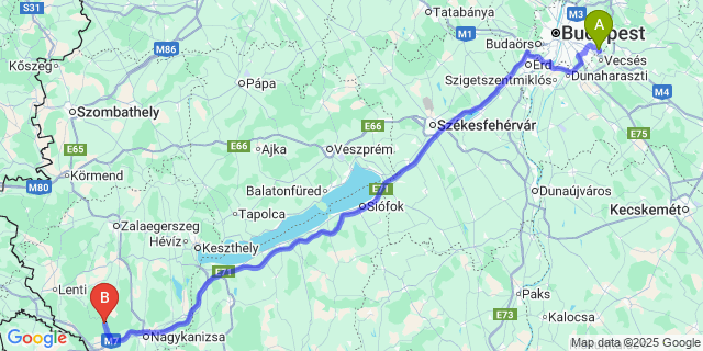 Map: Budapest Airport (BUD), Ferihegy, Liszt Ferenc to Borsfa