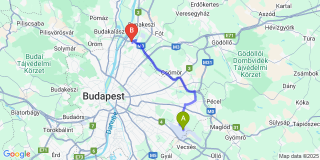 Map: Budapest Airport (BUD), Ferihegy, Liszt Ferenc to Budapest Aquaworld Resort