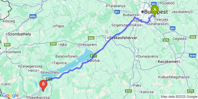 Map: Budapest Airport (BUD), Ferihegy, Liszt Ferenc to Csákány