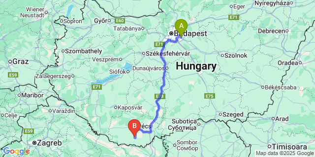 Map: Budapest Airport (BUD), Ferihegy, Liszt Ferenc to Csarnóta