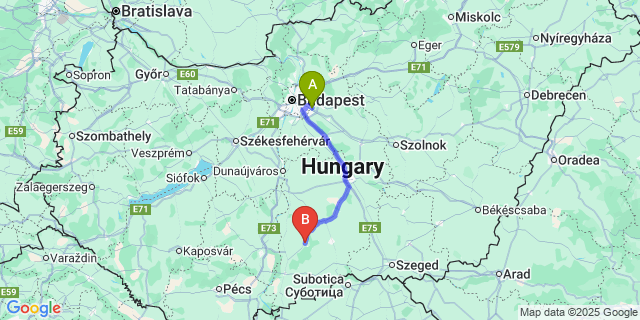 Map: Budapest Airport (BUD), Ferihegy, Liszt Ferenc to Császártöltés