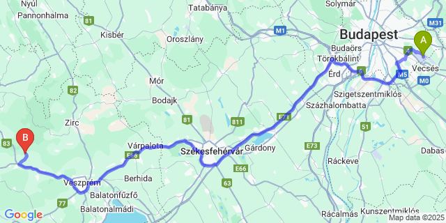 Map: Budapest Airport (BUD), Ferihegy, Liszt Ferenc to Csehbánya