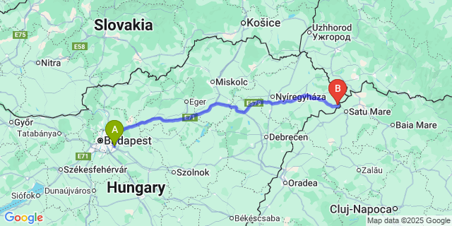 Map: Budapest Airport (BUD), Ferihegy, Liszt Ferenc to Csengersima