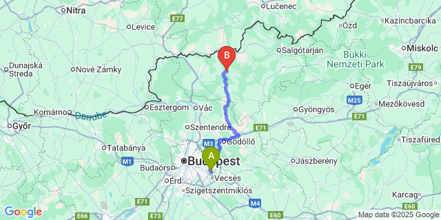 Map: Budapest Airport (BUD), Ferihegy, Liszt Ferenc to Cserháthaláp