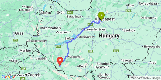 Map: Budapest Airport (BUD), Ferihegy, Liszt Ferenc to Csokonyavisonta