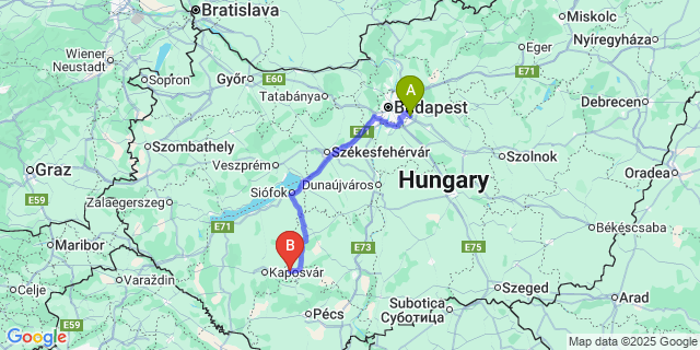 Map: Budapest Airport (BUD), Ferihegy, Liszt Ferenc to Csoma