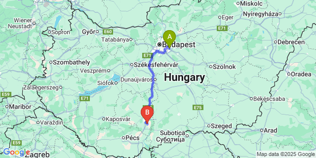 Map: Budapest Airport (BUD), Ferihegy, Liszt Ferenc to Decs