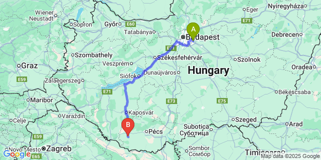 Map: Budapest Airport (BUD), Ferihegy, Liszt Ferenc to Dencsháza
