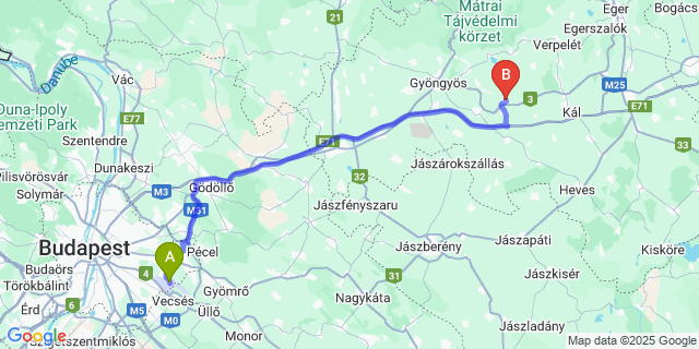 Map: Budapest Airport (BUD), Ferihegy, Liszt Ferenc to Detk