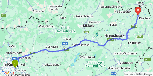 Map: Budapest Airport (BUD), Ferihegy, Liszt Ferenc to Döge