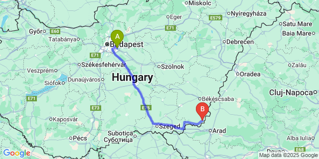 Map: Budapest Airport (BUD), Ferihegy, Liszt Ferenc to Dombegyház