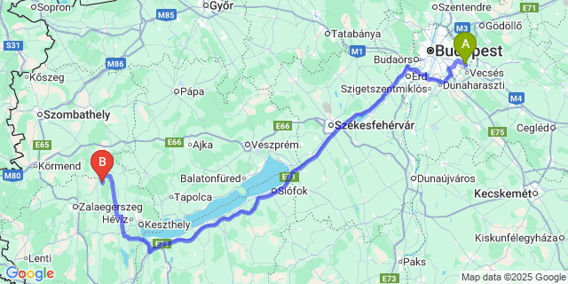 Map: Budapest Airport (BUD), Ferihegy, Liszt Ferenc to Dötk