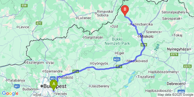 Map: Budapest Airport (BUD), Ferihegy, Liszt Ferenc to Dövény