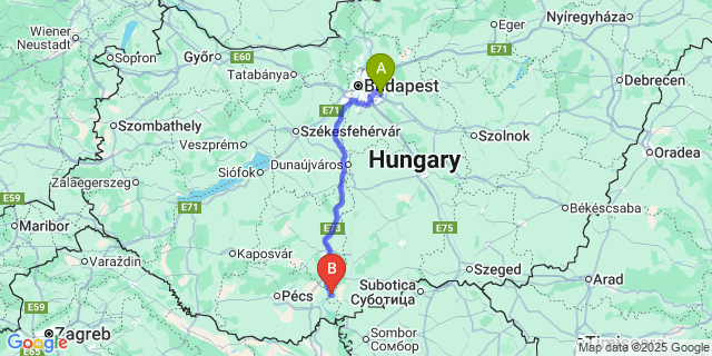 Map: Budapest Airport (BUD), Ferihegy, Liszt Ferenc to Dunafalva