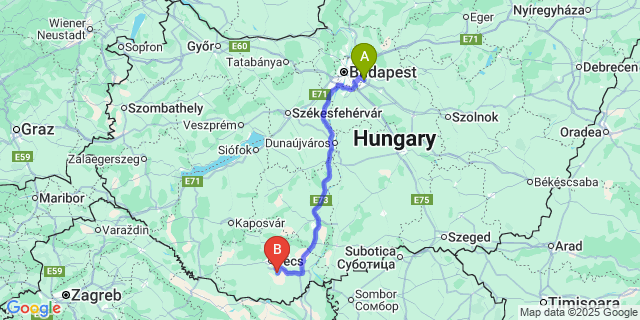 Map: Budapest Airport (BUD), Ferihegy, Liszt Ferenc to Egerág
