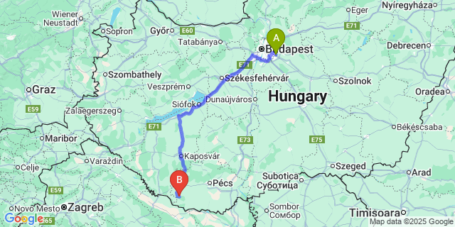 Map: Budapest Airport (BUD), Ferihegy, Liszt Ferenc to Endrőc
