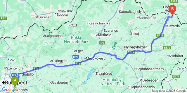 Map: Budapest Airport (BUD), Ferihegy, Liszt Ferenc to Eperjeske