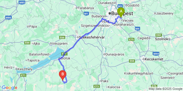 Map: Budapest Airport (BUD), Ferihegy, Liszt Ferenc to Értény