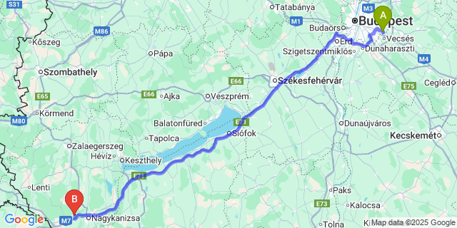 Map: Budapest Airport (BUD), Ferihegy, Liszt Ferenc to Eszteregnye