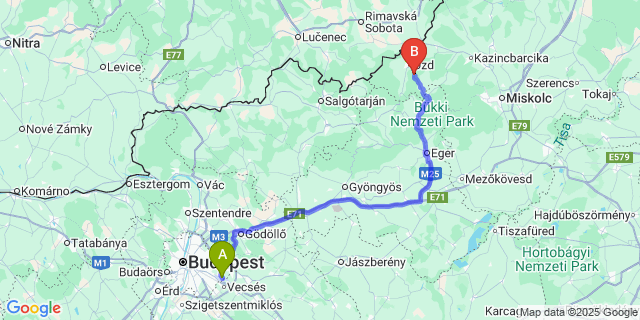 Map: Budapest Airport (BUD), Ferihegy, Liszt Ferenc to Farkaslyuk