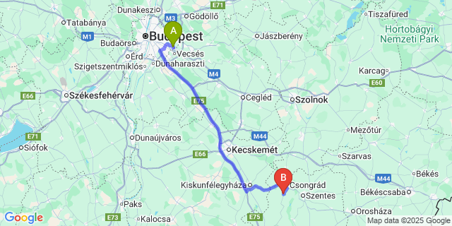 Map: Budapest Airport (BUD), Ferihegy, Liszt Ferenc to Felgyő