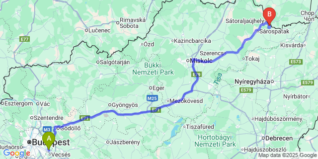 Map: Budapest Airport (BUD), Ferihegy, Liszt Ferenc to Felsőberecki